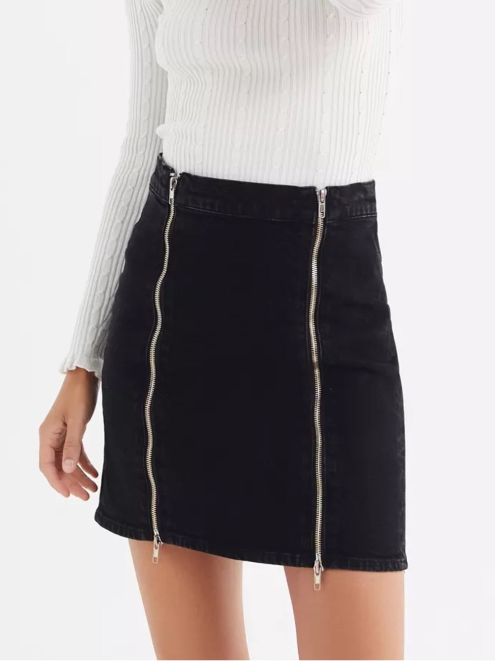 💕 AGOLDE Pamela double zip mini skirt size 29 black denim